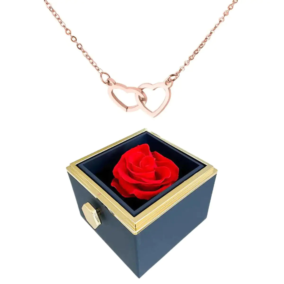 Everlasting Rose with customizable heart necklace