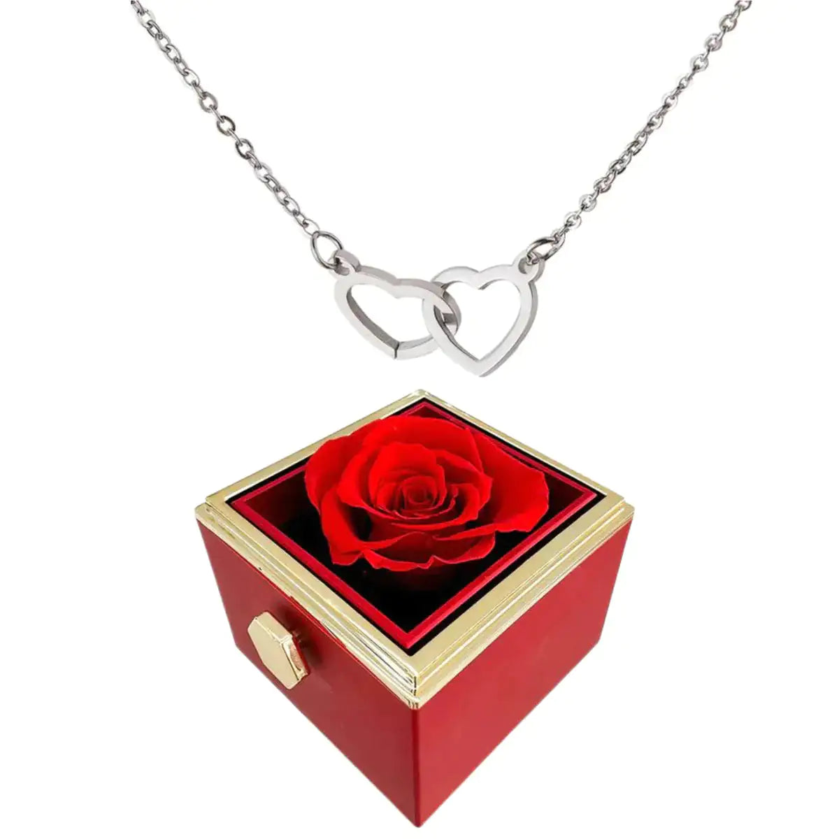 Everlasting Rose with customizable heart necklace