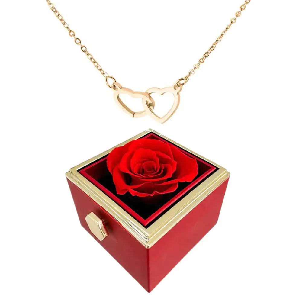 Everlasting Rose with customizable heart necklace