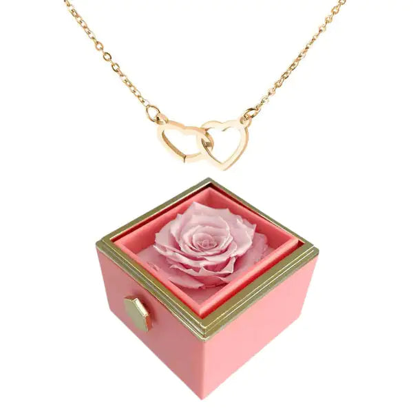 Everlasting Rose with customizable heart necklace